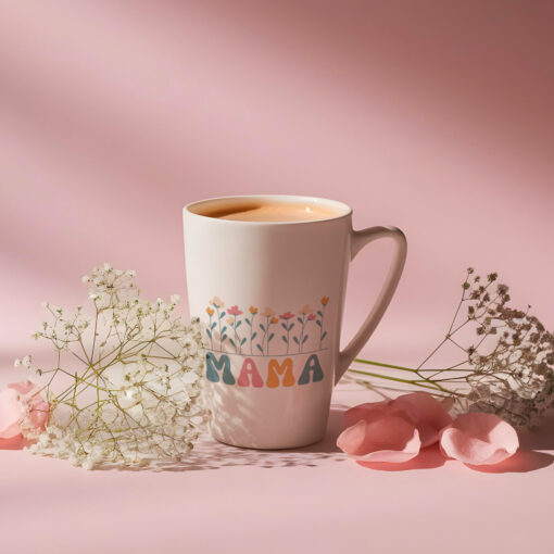 Mama Flowers White Latte Mug - 12oz & 17oz