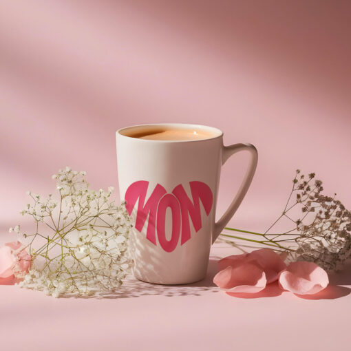 Mom Heart White Latte Mug - 12oz & 17oz