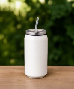 Steel Coke Can with Straw