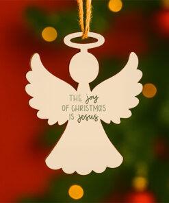 The Joy of Christmas Is Jesus – Angel Silhouette Wood Ornament