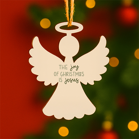 The Joy of Christmas Is Jesus – Angel Silhouette Wood Ornament