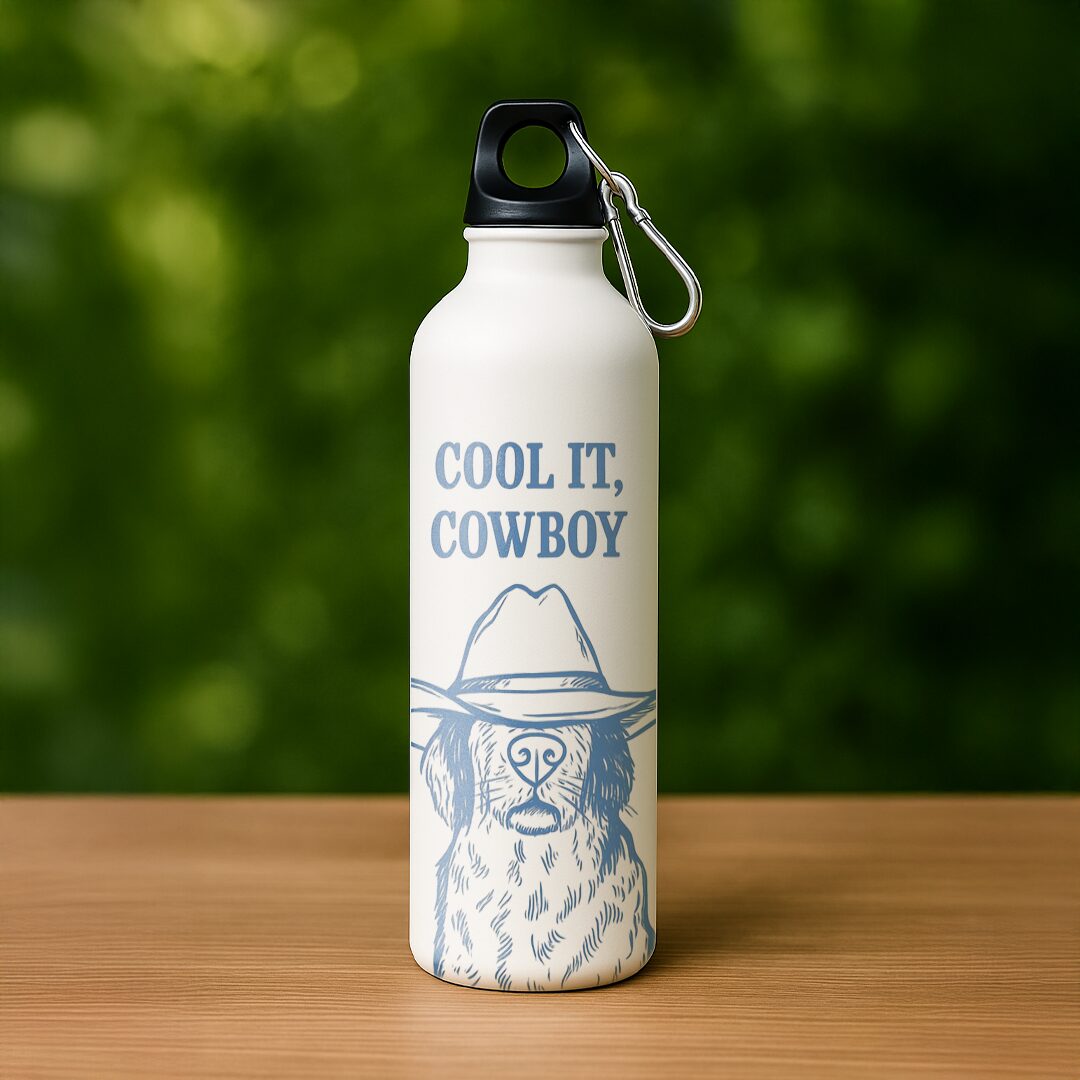 Cool It, Cowboy Dog – Custom Printed Water Bottle
