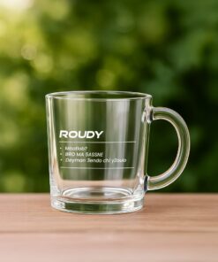 ROUDY White Print – Custom Clear Glass Mug