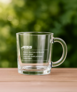 JESS Custom Text Clear Glass Mug