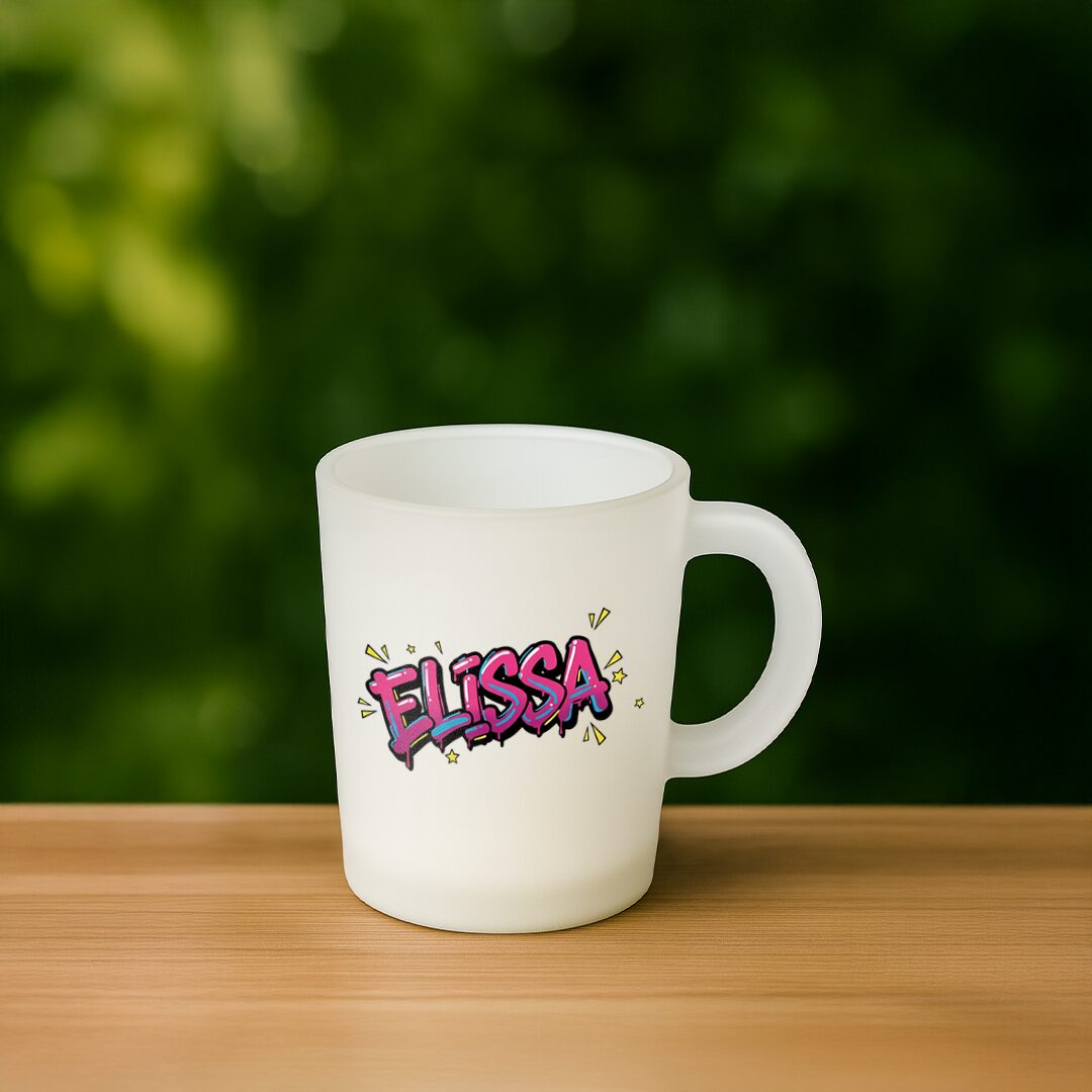 Graffiti Name Design – Frosted Glass Mug