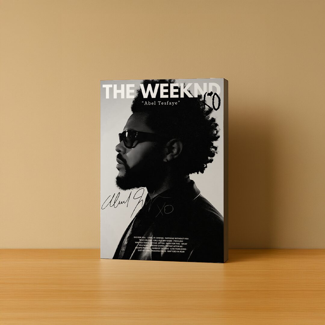 The Weeknd Magazine-Style Monochrome Canvas Print