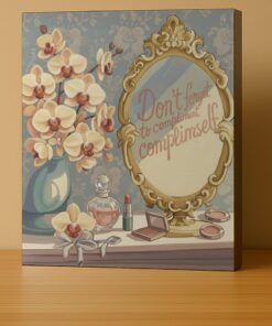 Vintage Vanity Scene – Inspirational Square Canvas Print