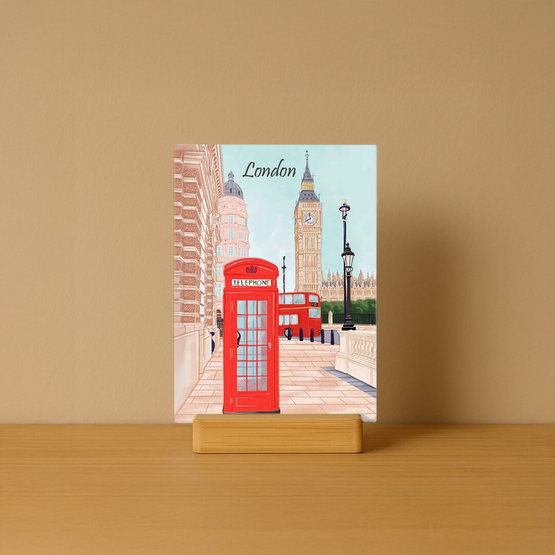 London Cityscape – Custom Printed Art Panel with Wooden Stand