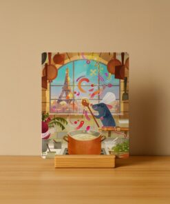 Whimsical Rat Chef Paris Kitchen – Custom Printed Decorative Panel with Wooden Stand