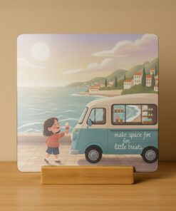 Seaside Ice Cream Treats Tabletop Plaque with Wooden Stand