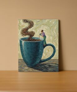 Whimsical Coffee Tree – Vertical Gallery-Wrapped Canvas Print