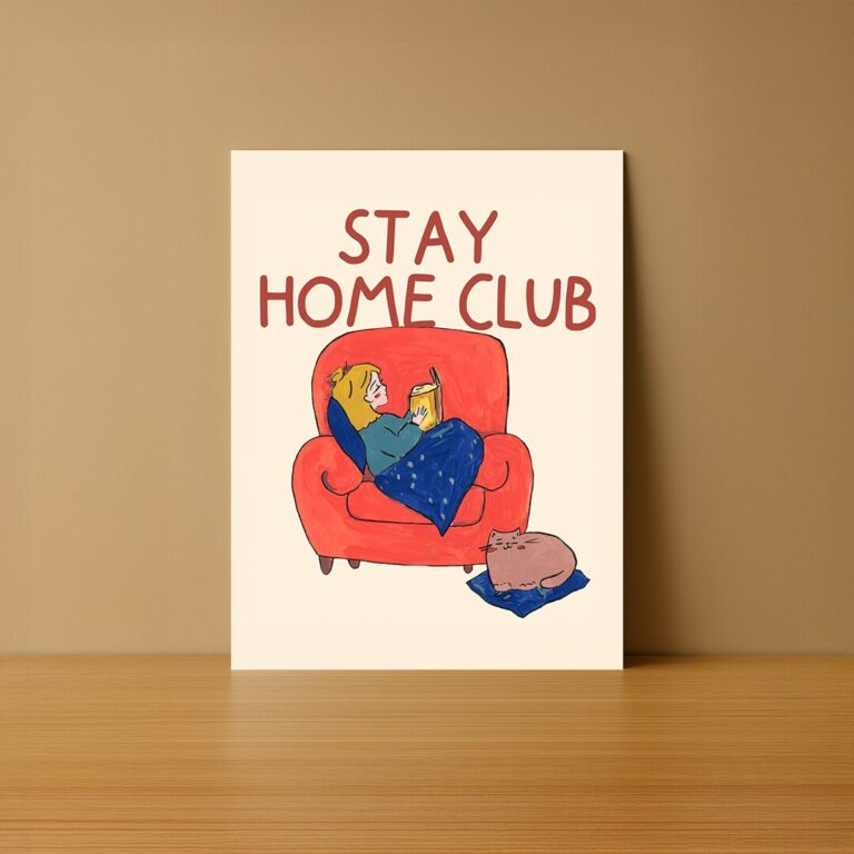 Stay Home Club Cozy Reading Illustration Art Print