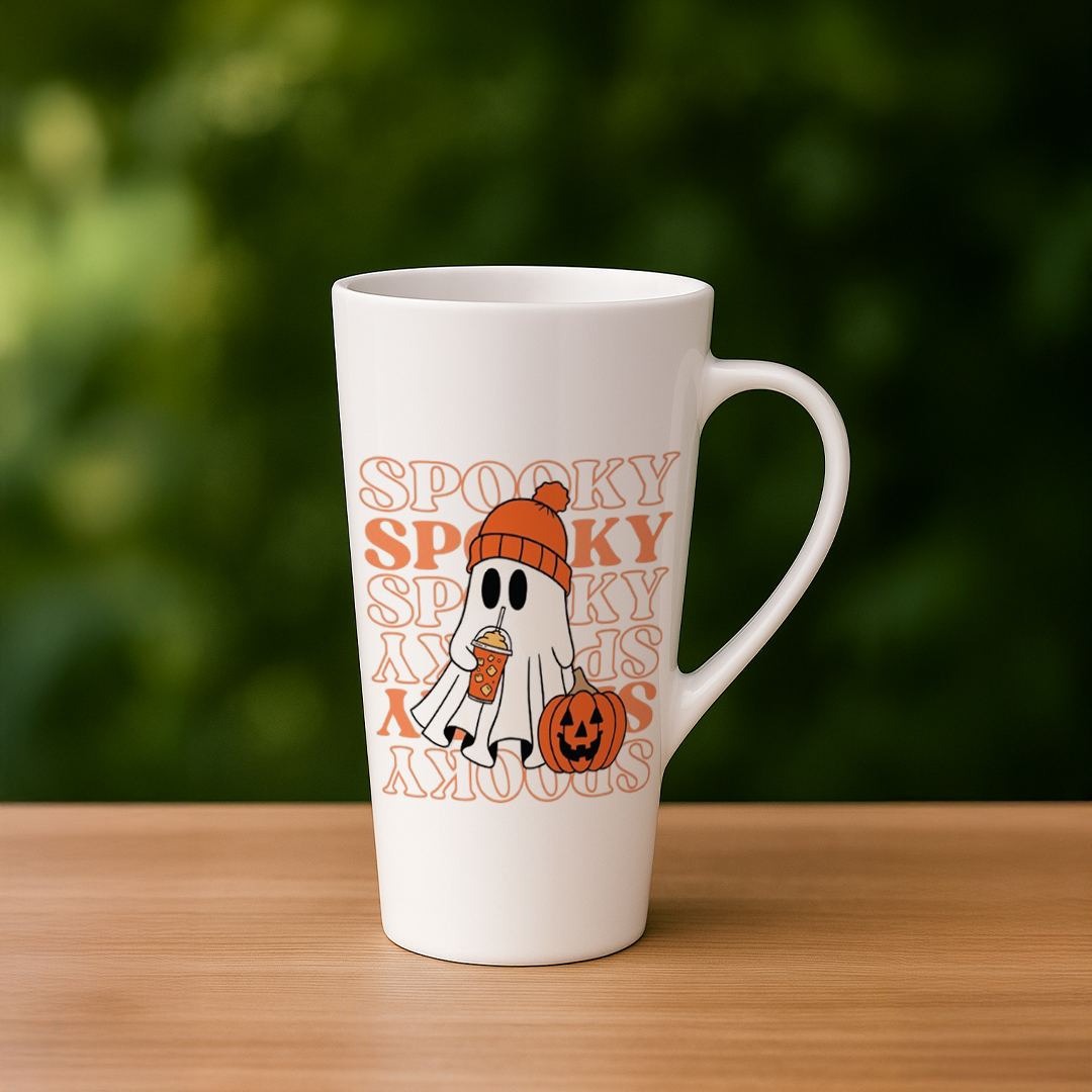 Spooky Ghost Retro Halloween Latte Mug