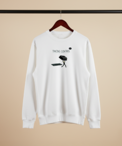 Taking Control Tech Pun White Crewneck Sweatshirt