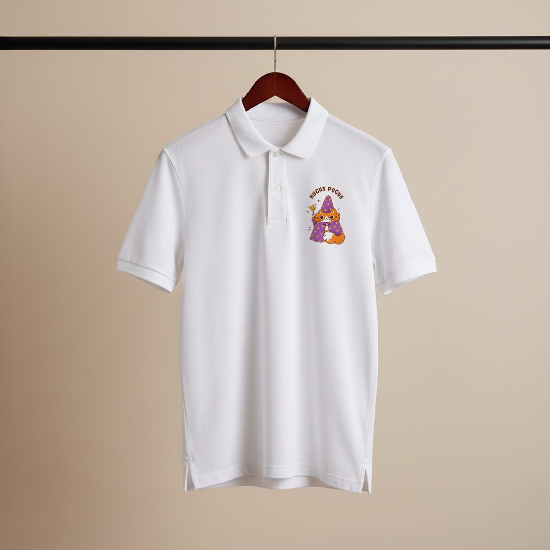 Hocus Pocus Fox – Custom Printed White Polo Shirt
