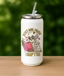Just One More Chapter Skeleton – Custom Printed Insulated Tumbler