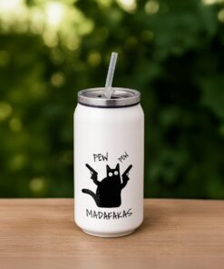Pew Pew Cat – Steel Coke Can Tumbler