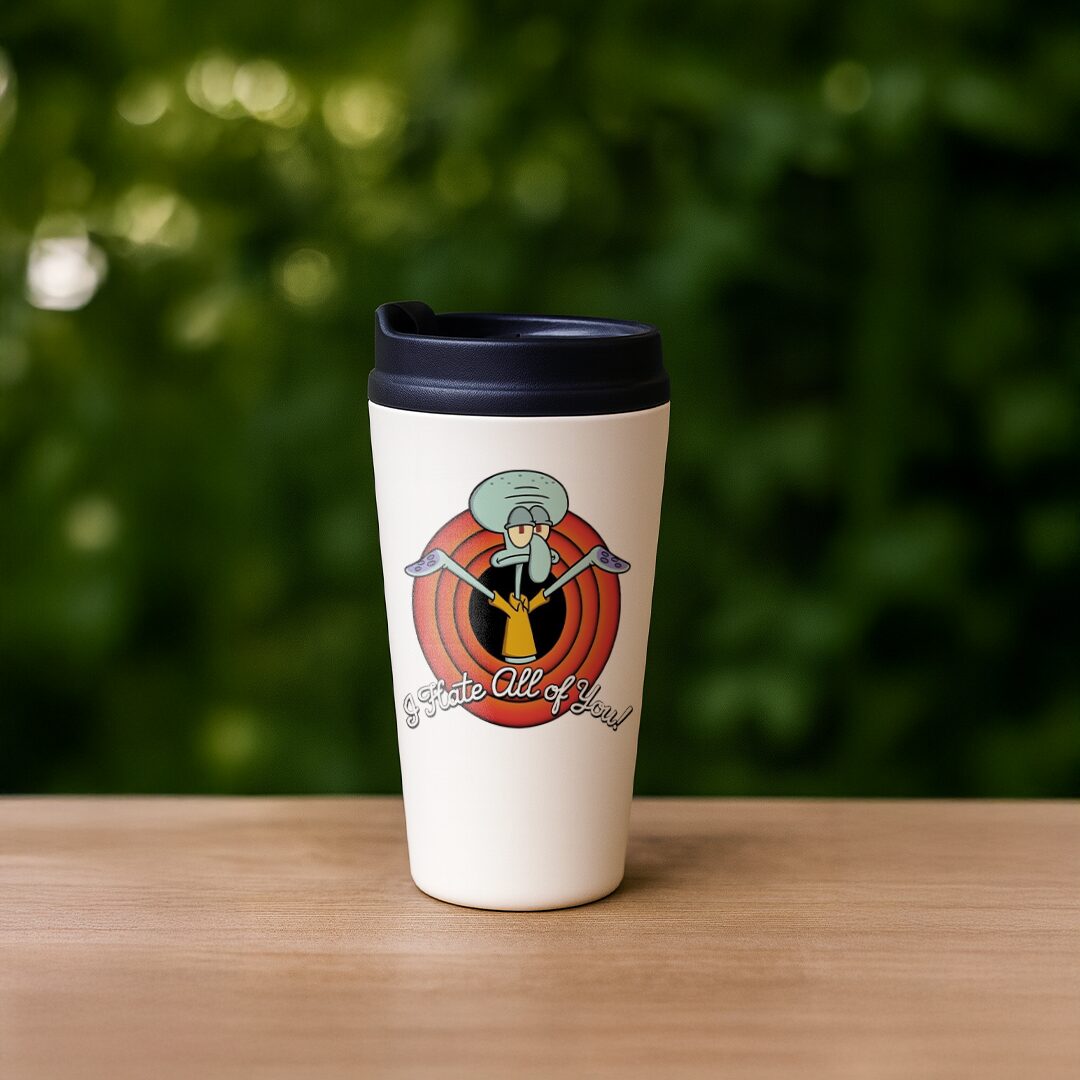 Squidward 'I Hate All of You' Custom Travel Mug