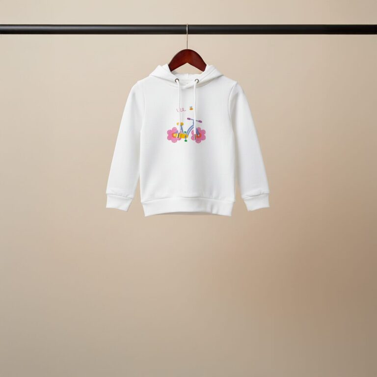 Whimsical Bicycle & Flowers Kids Pullover Hoodie