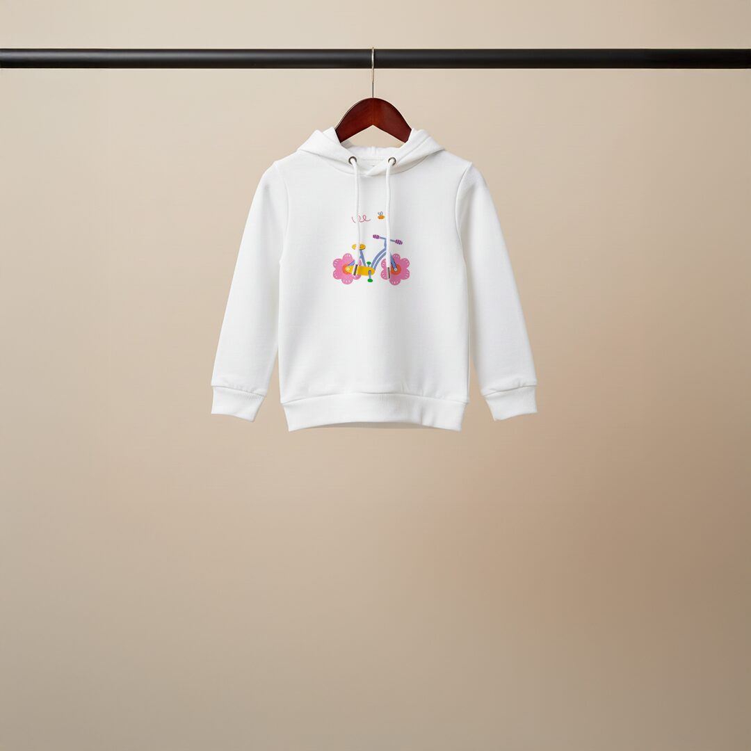 Whimsical Bicycle & Flowers Kids Pullover Hoodie