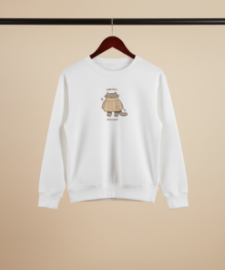 Sweater Weather Cat – Cozy White Crewneck Sweatshirt