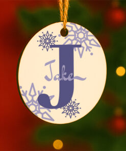Personalized Winter Monogram Christmas Ornament – Custom Initial & Name