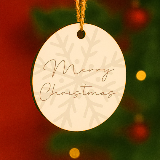 Merry Christmas Rustic Wooden Ornament