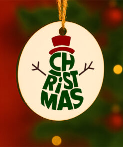 Typographic Snowman CHRISTMAS – Custom Printed Holiday Ornament