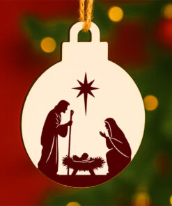 Nativity Silhouette Custom Printed Christmas Ornament