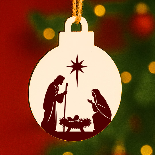 Nativity Silhouette Custom Printed Christmas Ornament