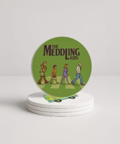 Meddling Kids Abbey Road – Custom Printed Round Coaster Set