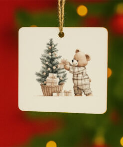 Teddy Bear Christmas Tree – Custom Printed Hanging Ornament