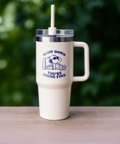 Snoopy Slow Down – Insulated Travel Tumbler with Handle & Straw