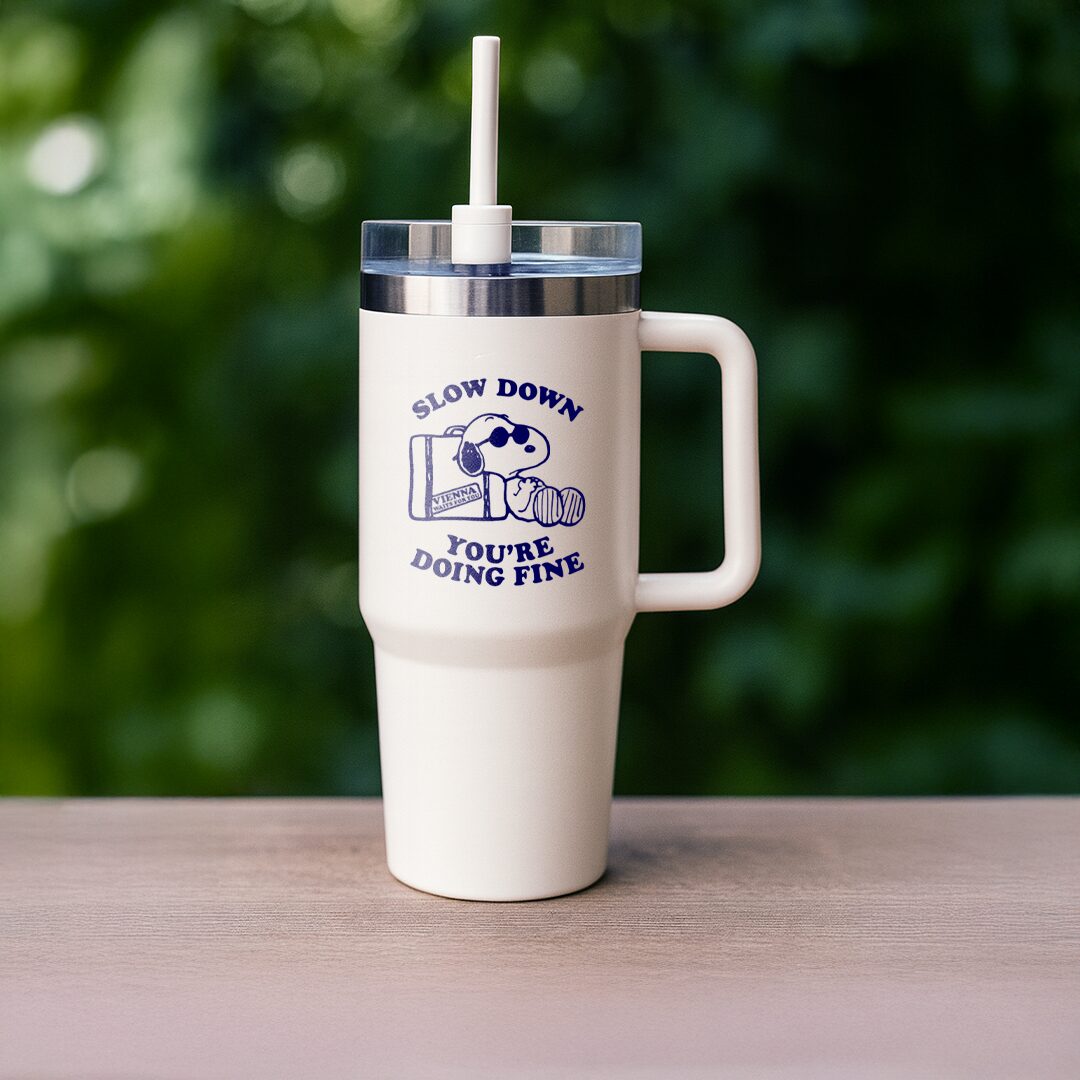 Snoopy Slow Down – Insulated Travel Tumbler with Handle & Straw