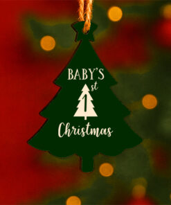 Baby’s First Christmas – Custom Printed Tree-Shaped Ornament