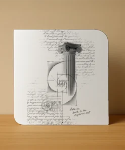 Golden Ratio Ionic Column – Vintage Architectural Art Tile / Coaster