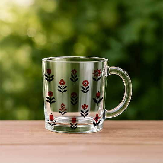 Glass mug clear design 1