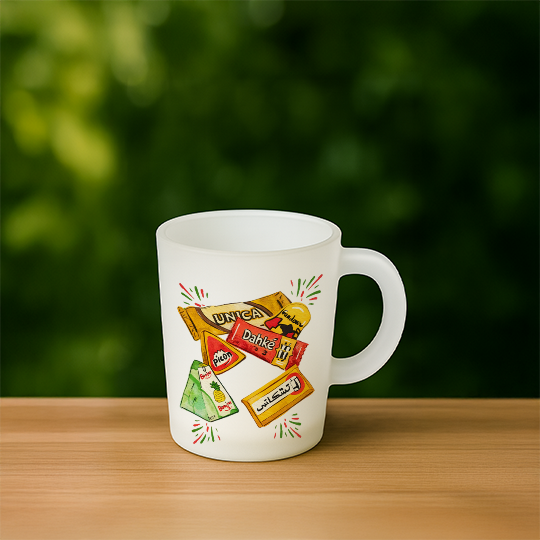 Glass mug frosted design 1